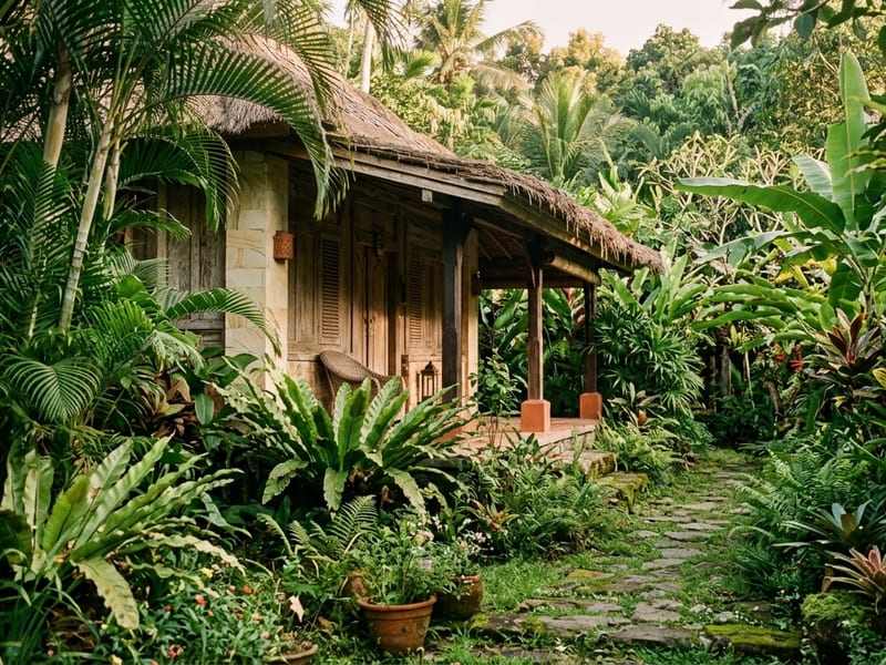 Hidden villa in tropical garden