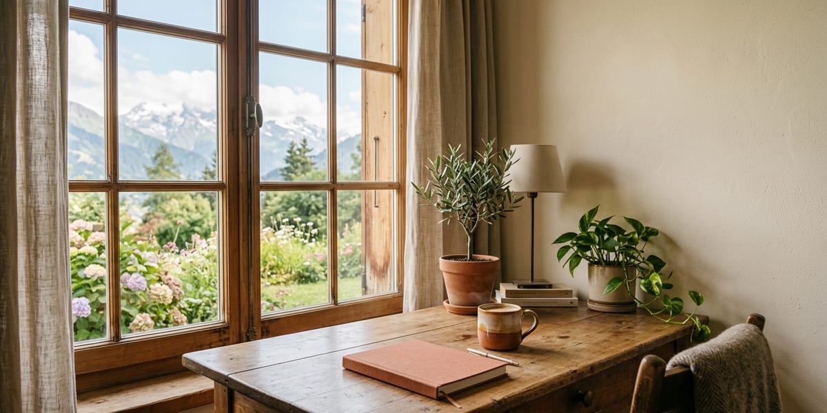 Cozy workation hotel desk