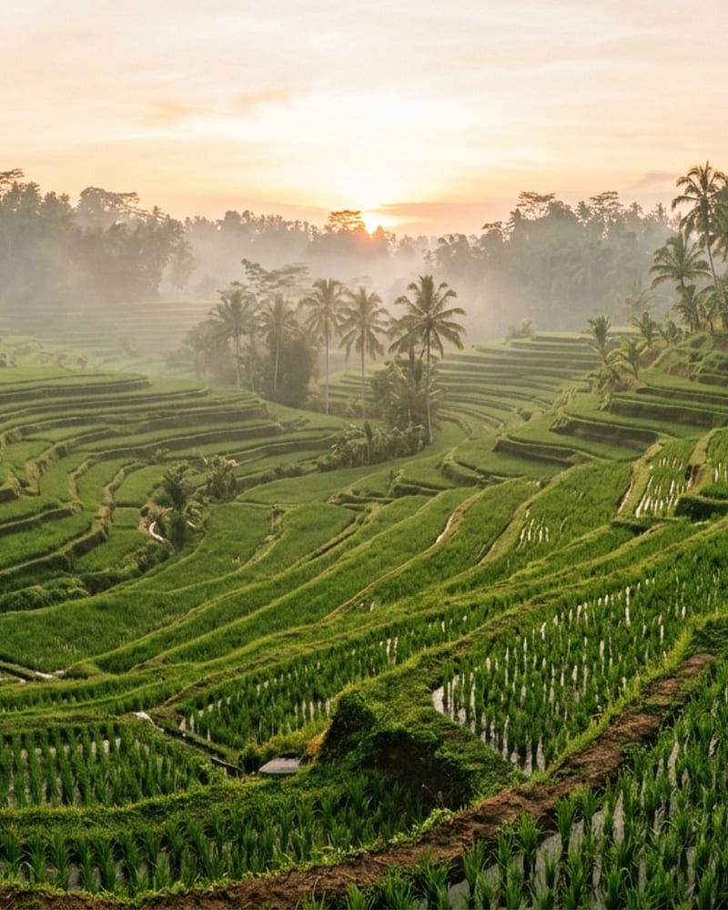Bali rice terraces and tropical greens