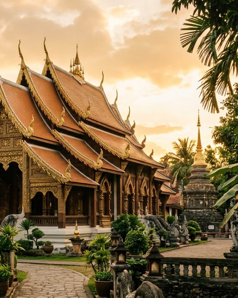 Chiang Mai temple at golden hour