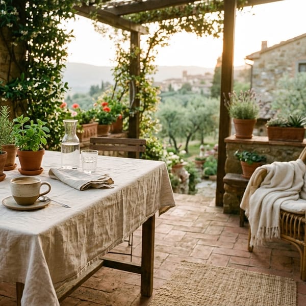 Homestay terrace with morning light